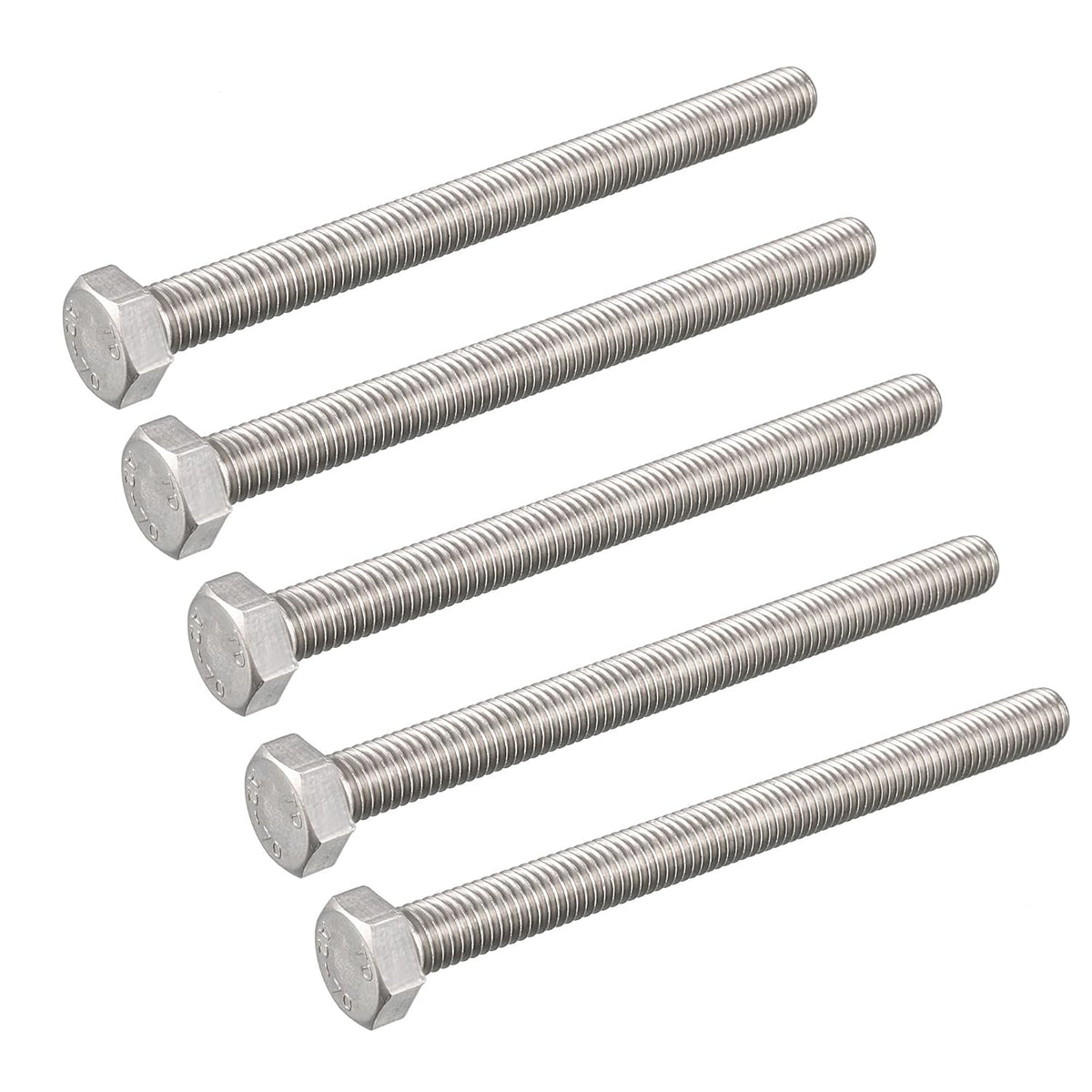 M8 x 100mm A2 Stainless Steel Fully Threaded Hex Head Screw Bolt 5 Pcs
