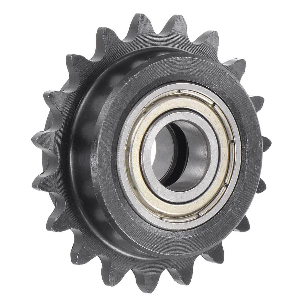 #25 Chain Idler Sprocket, 10mm Bore 1/4" Pitch 19 Tooth Tensioner, Black Oxide Finish C45 Carbon Steel with Insert Double Bearing for ISO 04C Chains