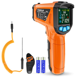 Infrared Thermometer Gun, LinkMejor Digital Laser Temperature Gun, -58°F to 1472°F, Non Contact IR Temp Gun with Color LCD for Industrial, Cooking, Griddle, Engine, HVAC,Adjustable Emissivity &