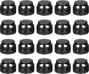 30pcs Metal Cord Locks, 3.8mm Double Hole Spring Stopper Fastener Slider Toggles End for Drawstrings Bags Backpacks Clothing Lanyards, Electrophoretic Black