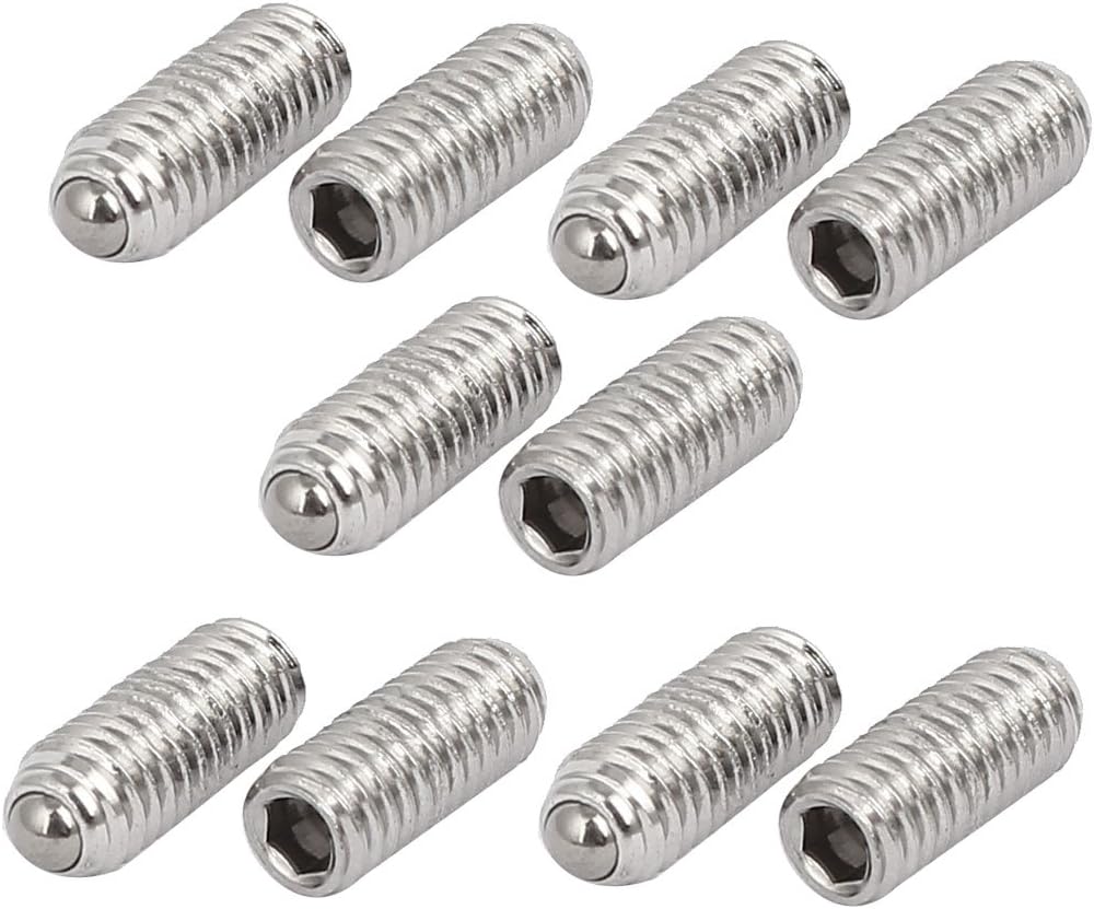 M4x10mm 304 Stainless Steel Spring Hex Socket Ball Point Grub Set Screws 10pcs