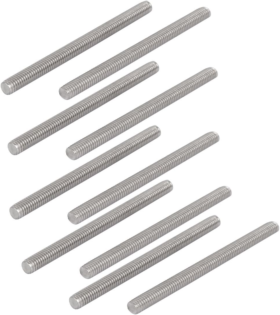 M6 x 80mm 304 Stainless Steel Fully Threaded Rod Bar Studs Silver Tone 10 Pcs