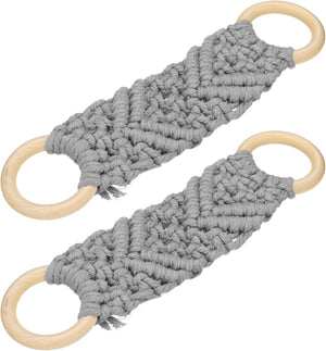 2Pcs Suport Pături de Masă de Bucătărie, 10"x2.4" Inel de Pătură Crochetat cu Cerc de Agățare pentru Ușă de Cuptor Fierbător (Gri)