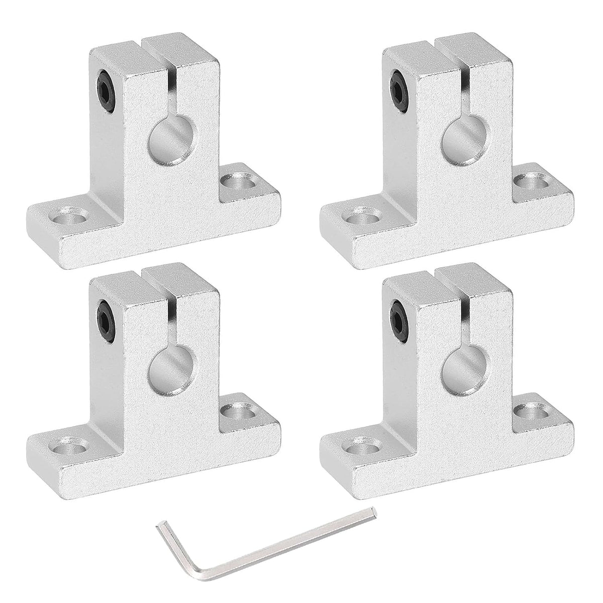 4pcs SK8 Aluminum Linear Rod Rail Shaft Support for 8mm Diameter Shaft, Linear Motion Rail Guides Mounting Bracket with Wrench for CNC Machine, 3D Printer, Automation Equipment