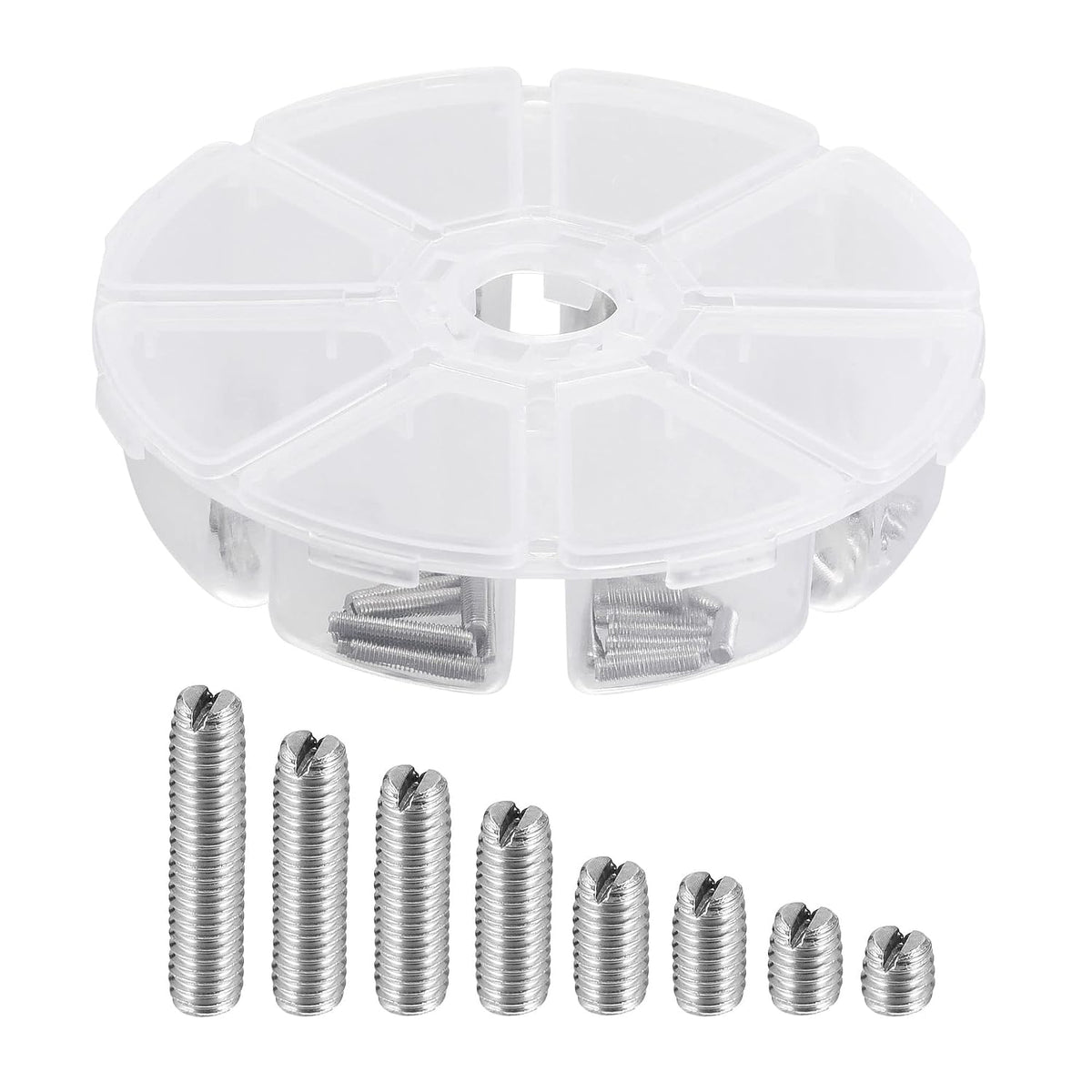 Slotted Set Grub Screws, M3 Metric 304 Stainless Steel Flat Point Set Screws Assortment Kit 1set (100pcs)