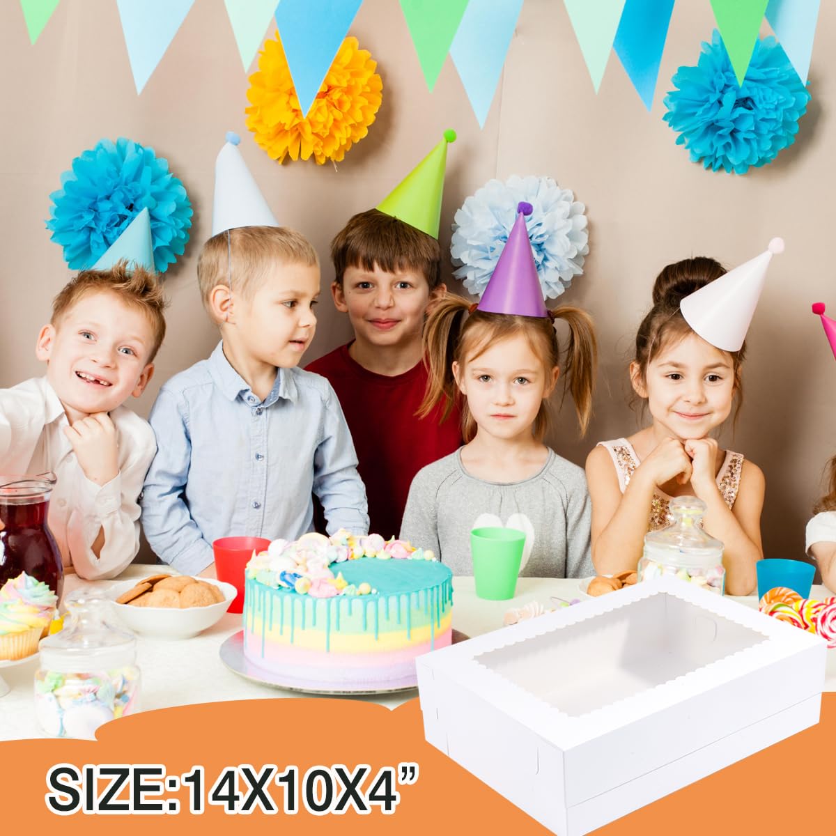 LinkMejor 14x10x4 Polegadas 10 Pacote de Caixas de Bolos com Pratos de Bolo