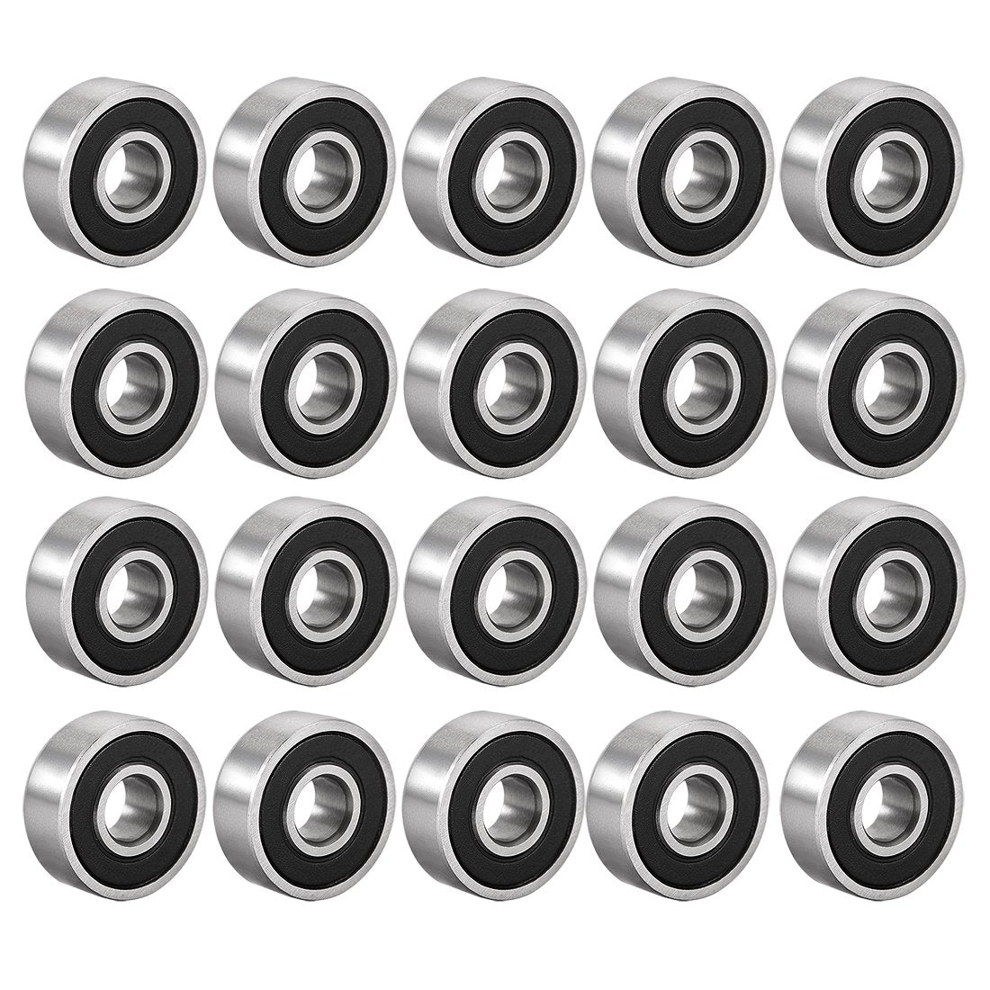 606-2RS Deep Groove Ball Bearing Double Sealed 180016, 6mm x 17mm x 6mm High Carbon Steel Z1 Bearings (Pack of 20)