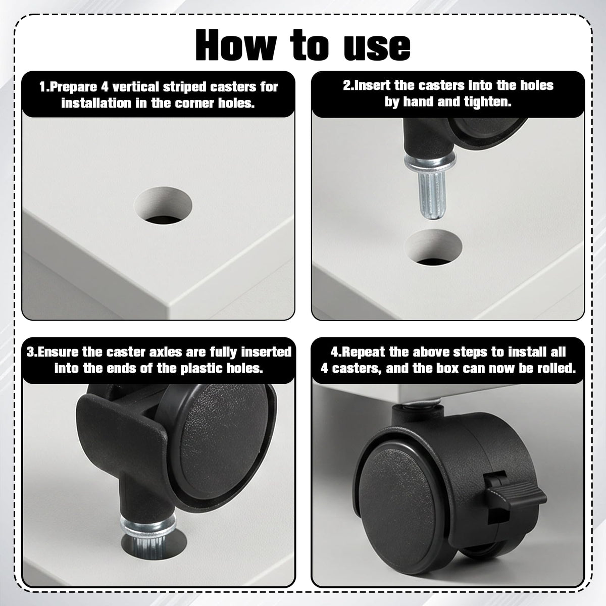 Roda Roda Roda Swivel 4Pcs 1 Inch, Roda Roda Berkekuatan Tinggi dengan Fitur Penguncian