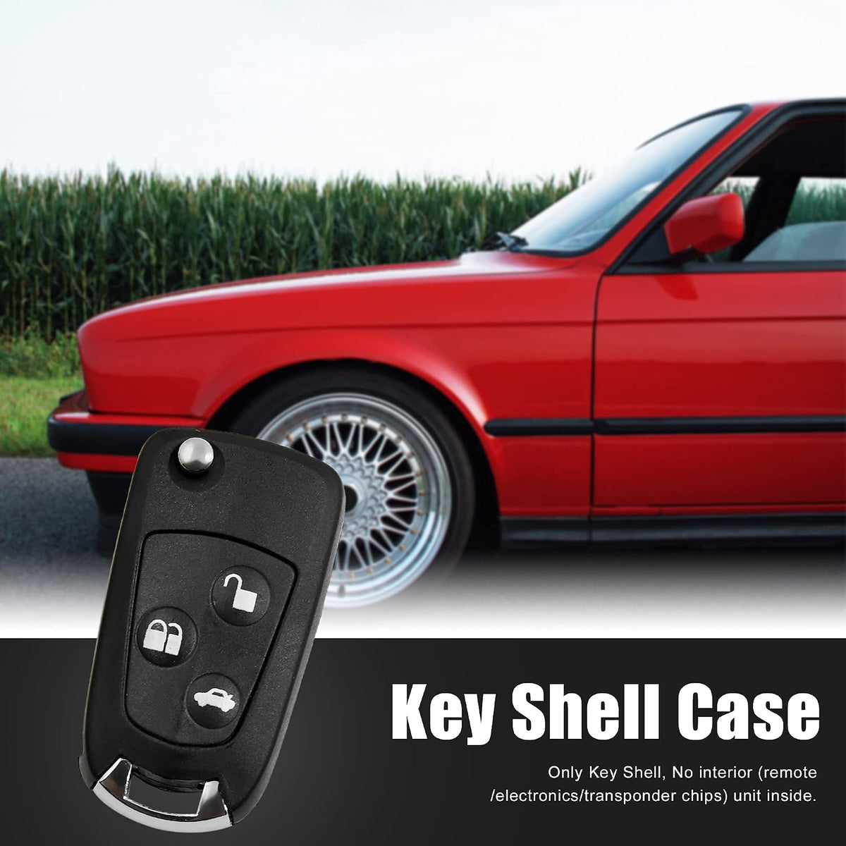 Car Replacement Key Fob Shell Case for Ford Mondeo Fiesta Focus 3 ตัวประกันปุ่มมาตราฟอร์ดมอนเดโอฟิสตา โฟกัส 3 สีดำ