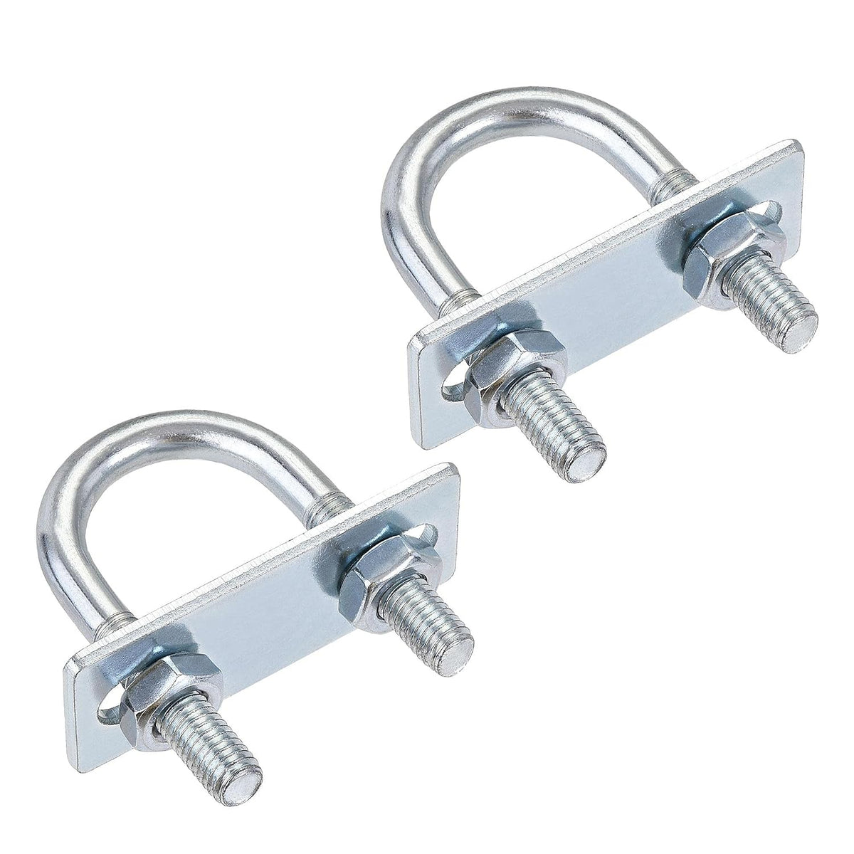 Round U-Bolts 2 Sets 1.06"(27mm) Inner Width 59mm Length Steel M8 with Nut, Plate