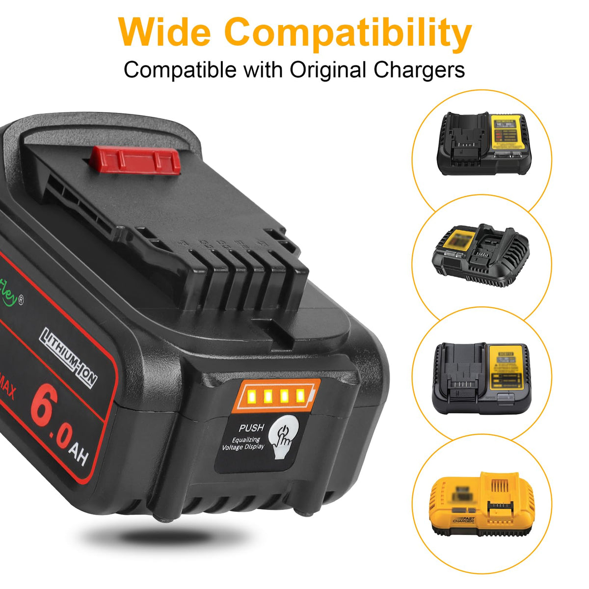 LinkMejor 20V 6.0Ah Batteria di RicambioCompatibile con Attrezzi Dewalt