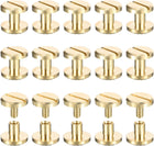 15Pack Brass Chicago Screws, 4x5x10mm Flower Texture Flat Head Screw Back Binding Post Nail Stud Rivets Fastener for DIY Leather Craft Belt Strap, Gold