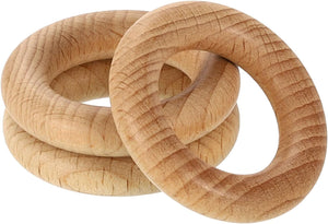 3Pcs Wood Rings, 1.57"(40mm) OD. 8mm Thick Natural Beech Solid Wooden Rings Smooth Unfinished Wooden Circles for DIY Crafting, Knitting, Macrame, Pendant