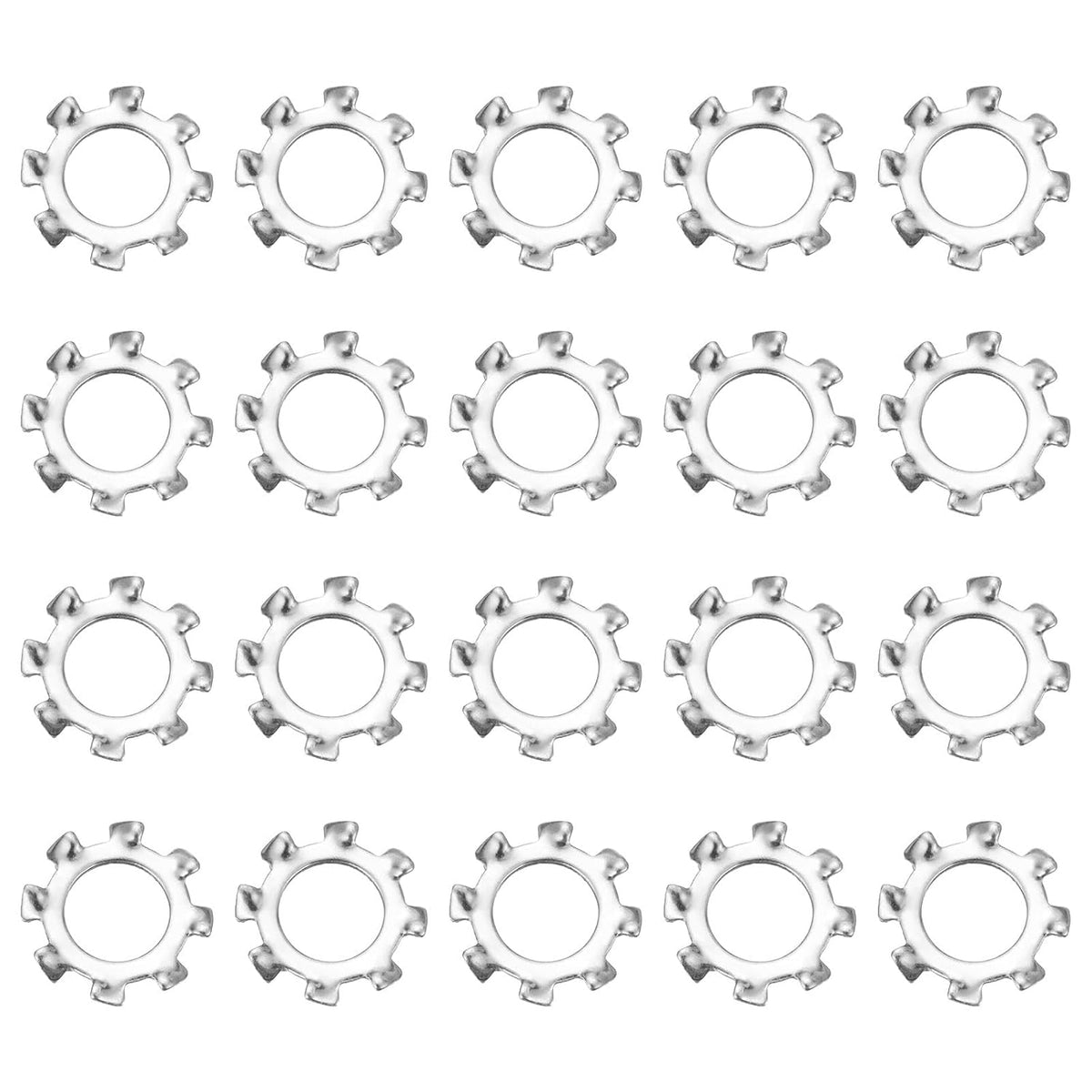 40Pcs 5/16 External Tooth Lock Washer, 304 Stainless Steel Multi-Tooth Star Washer Locking Fastener, Silver Tone