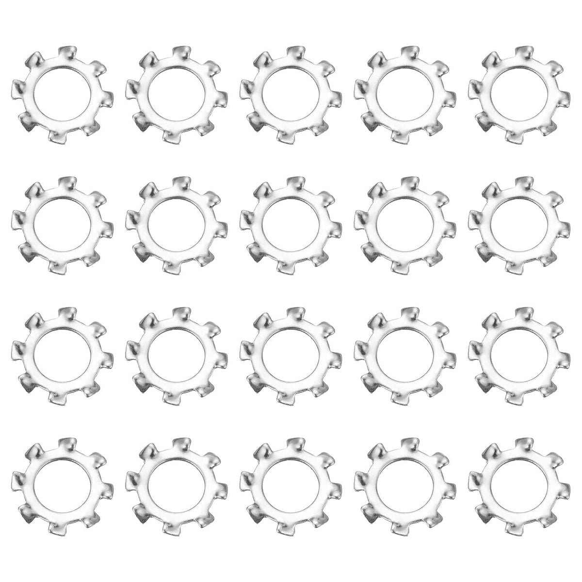 40Pcs 5/16 External Tooth Lock Washer, 304 Stainless Steel Multi-Tooth Star Washer Locking Fastener, Silver Tone