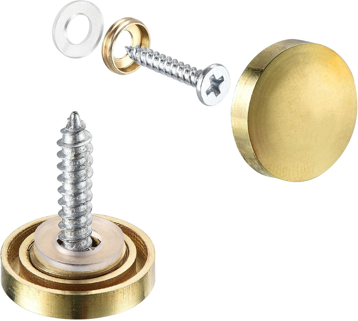 Mirror Screws, 16mm/0.63", 12pcs Decorative Cap Fasteners Cover Nails Polishing Gold Tone 304 Stainless Steel