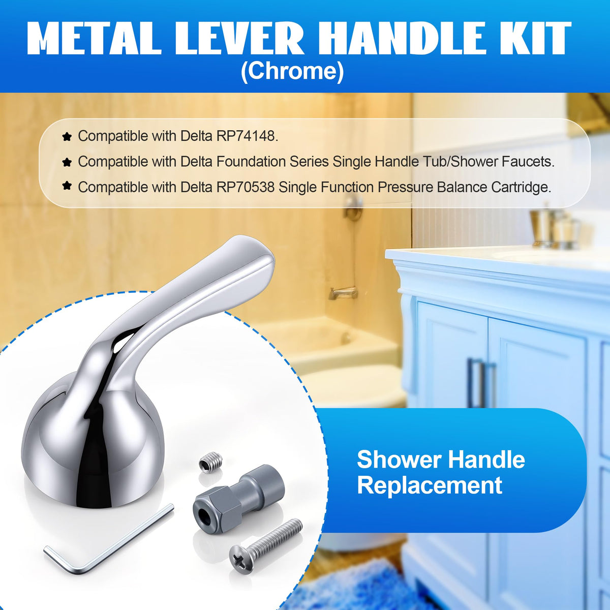 Set de manere metalice compatibil cu Delta RP74148 (Crom Poliat)