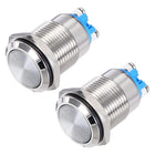 Latching Metal Push Button Switch 16mm Mounting Dia 1NO Silver LED Light, High Head, 2pcs