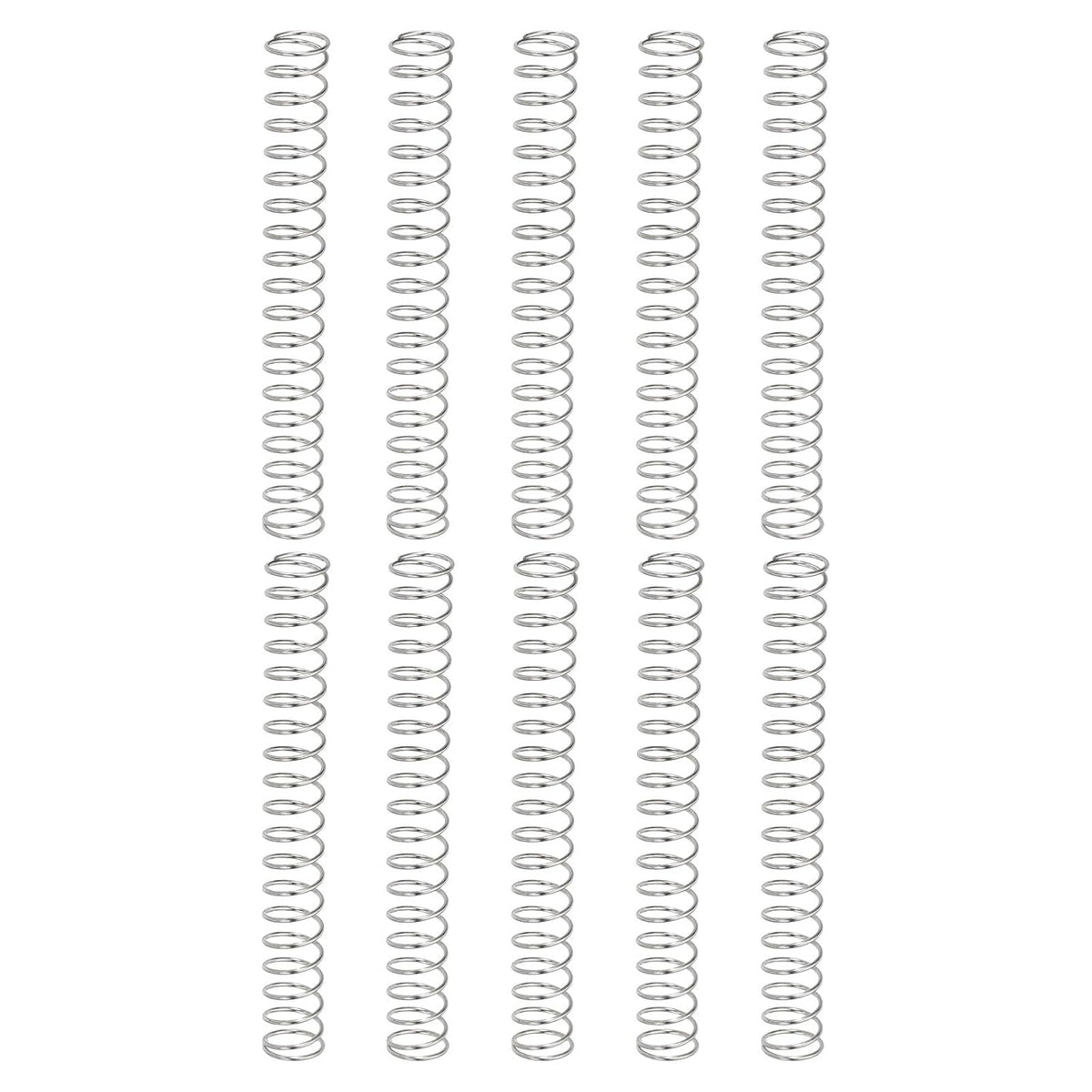 10Pcs Compression Springs, 0.5mm Wire Diameter x 5mm OD x 50mm Length 304 Stainless Steel Extension Spring Ballpoint Pen Pressure Springs for Shop Home Repairs, Silver
