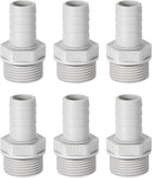 PVC Barb Hose Fitting Connector Adapter 12mm or 15/32" Barbed x G3/4 Male Pipe 6pcs