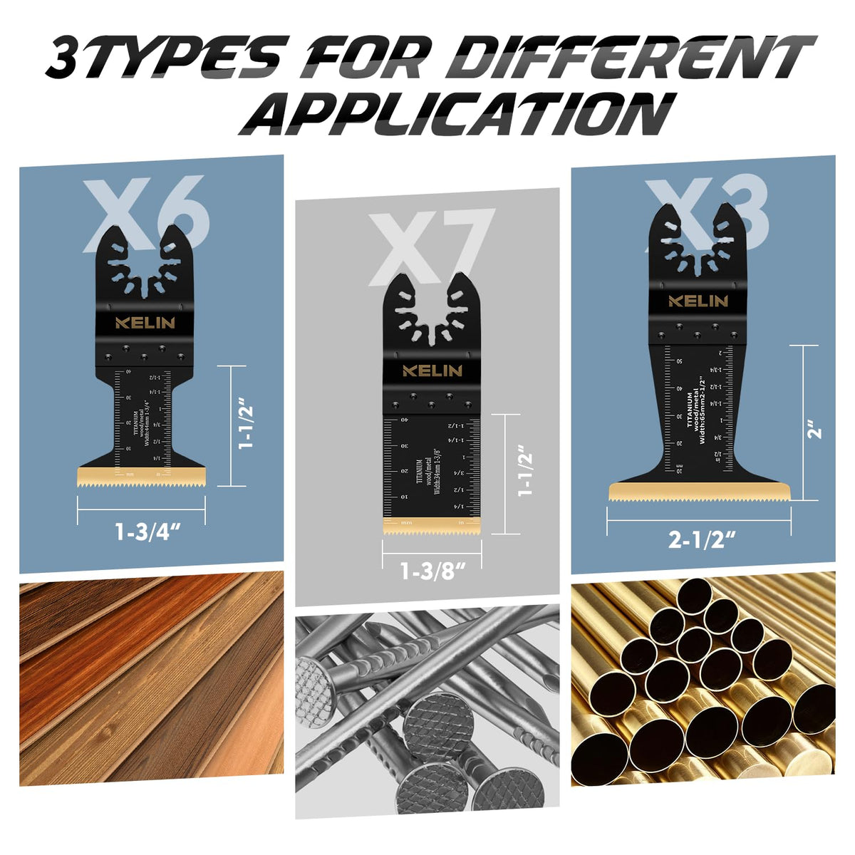 LinkMejor 16pcs Lame oscillanti in Titanio, Lame Multitool Universali