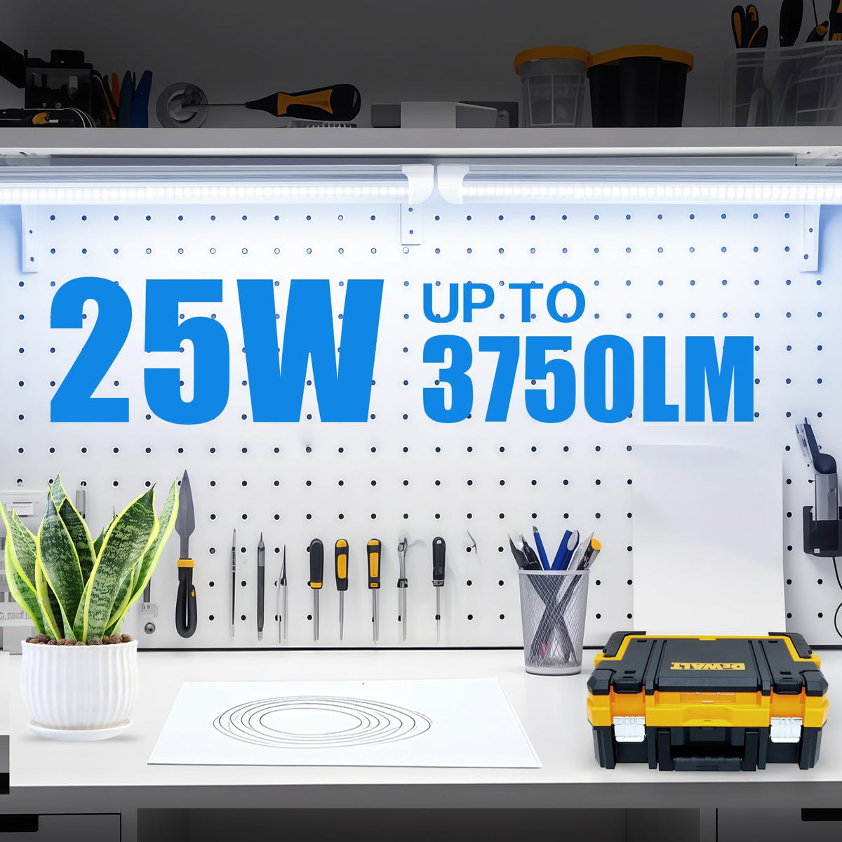 CNSUNWAY LED Lampada da Negozio 2FT, 25W, 3750LM, Colore 6500K, Struttura a D, Connessione Possibile