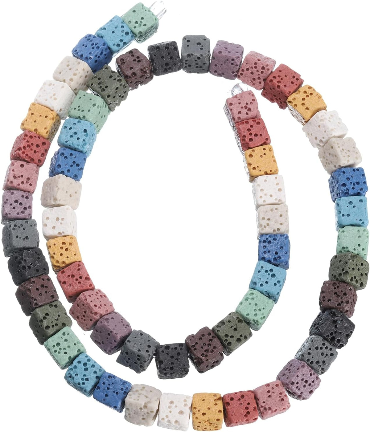 Mix Colors Lava-Rock Stone Beads for Jewelry Making 6mm Essential Oil Diffuser Stone Beads, Square, 60pcs