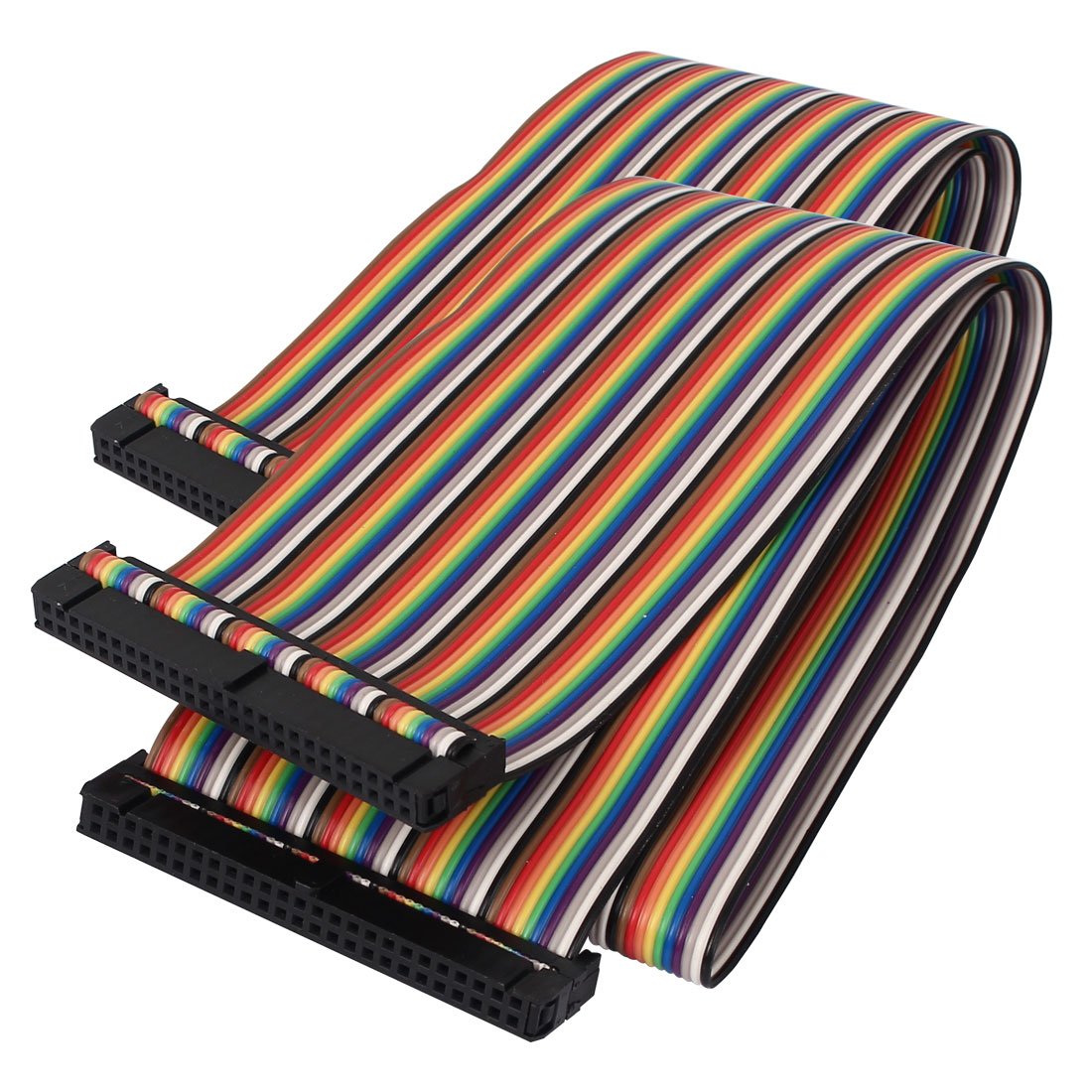 Connector IDC Flat Rainbow Color Ribbon Cable, 50 Pin, 50 Way, F/F, 50 cm for DIY, 2 Pieces