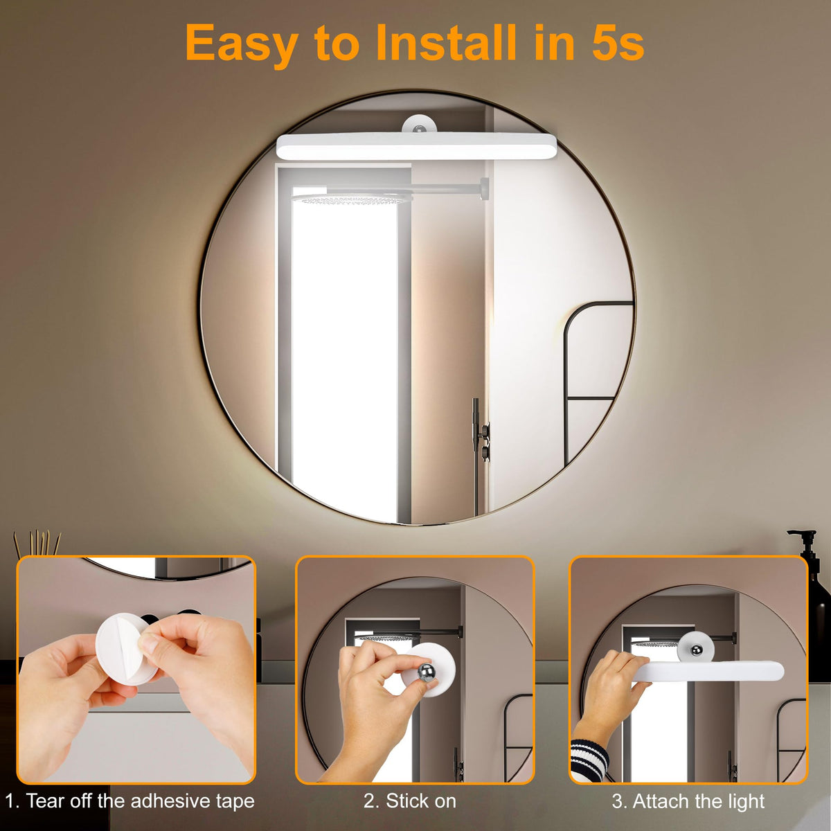 LinkMejor Lumières de Vanité Réchargeables pour Miroir, Lampe LED Stick On Sans Fil