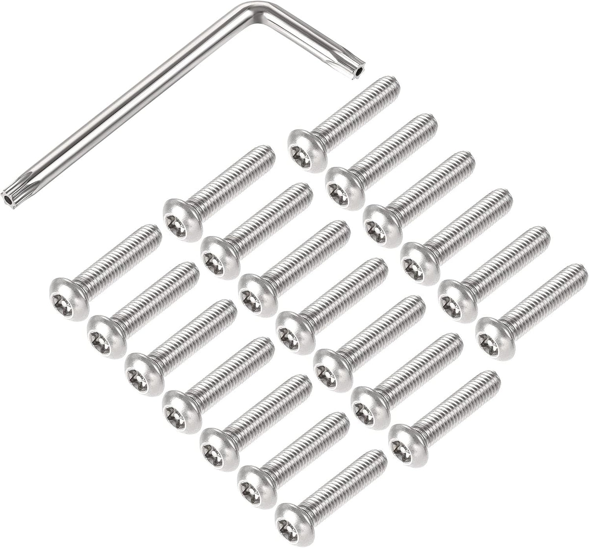 M8x35mm Torx Security Machine Screw, 20pcs Pan Head Screws Inside Column, with T40 L-Type Wrench, 304 Stainless Steel Fasteners Bolts