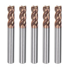 5pcs 6mm Dia 6mm Shank Square Nose End Mill 4 Flutes HRC55 Carbide AlTiN Coated CNC Router Bits Cutter Tools for End Milling CNC Machining