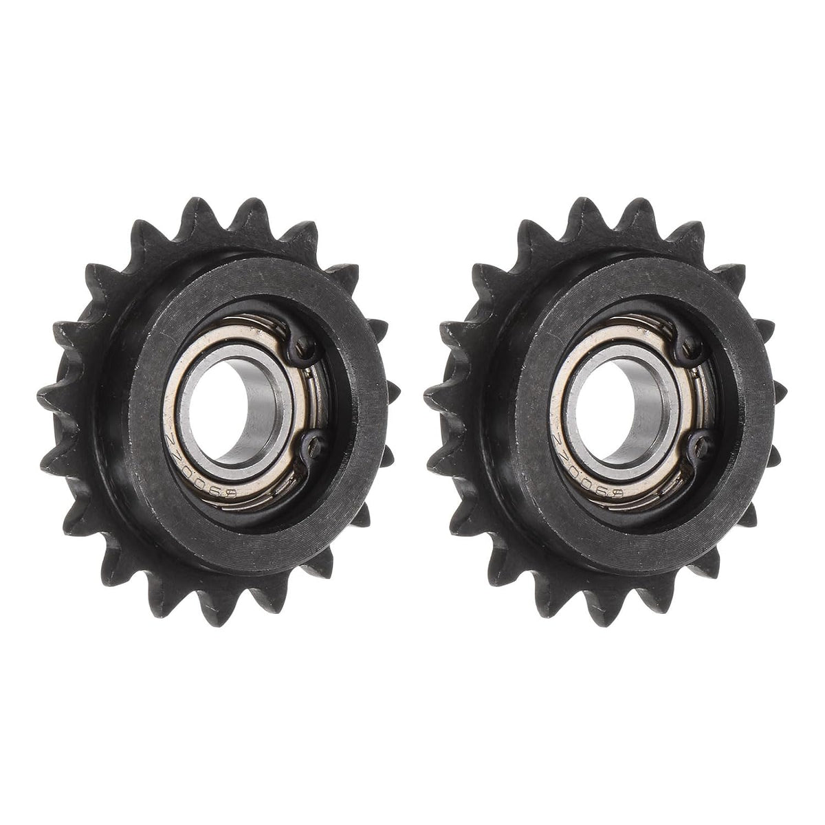 2pcs ANSI #25 / DIN(ISO)04C Roller Chain Idler Sprocket 10mm Bore, 1/4" Pitch, Hardened 19 Tooth Tensioner Sprocket, Insert Single Bearing