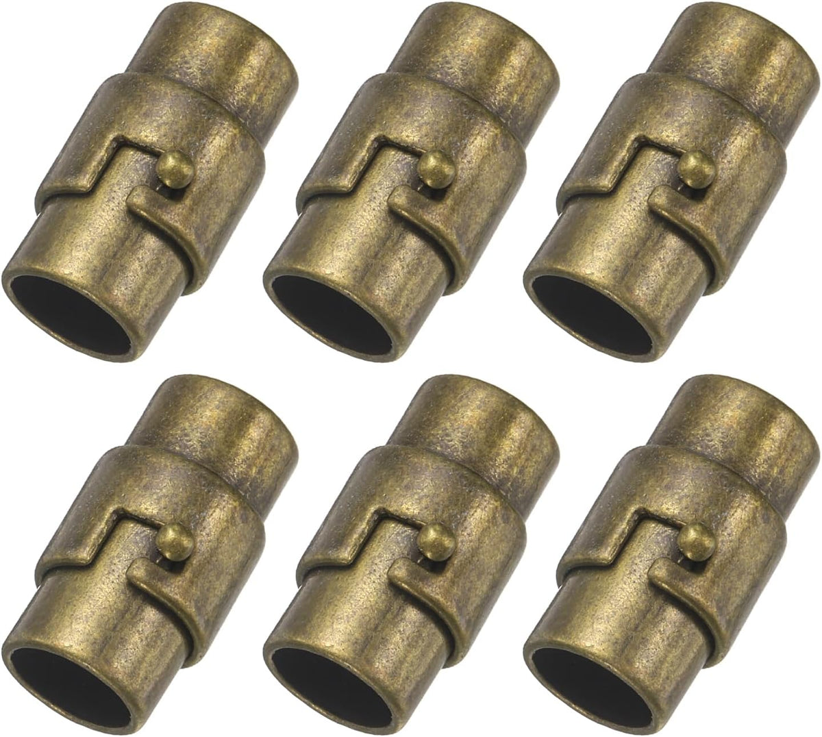 6 Pcs Leather Cord End Caps, 0.28" Bracelet Clasps and Closures for Jewelry Making DIY Bracelet Closures, Bronze