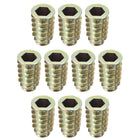 Furniture Threaded Insert Nuts Zinc Alloy M8 Internal Threads 23mm Length 10pcs