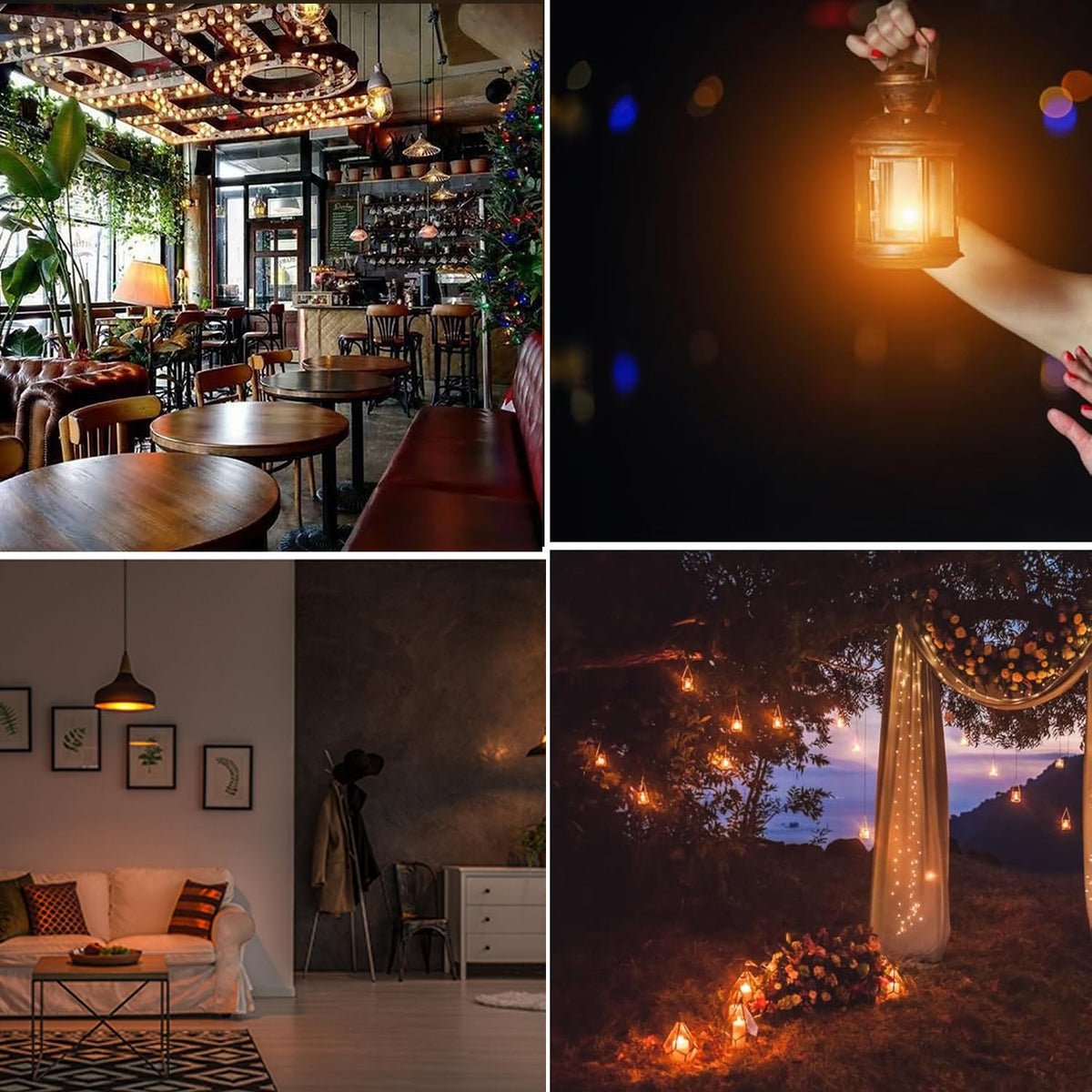 A19 Dimbare LED Amber Lampor, 4W (40W Ekvivalent), E26, 2200K Edison, 2 Styk