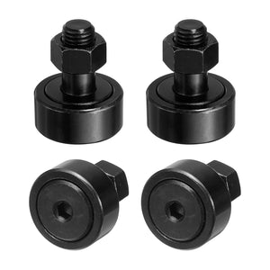 4Pcs CF12-1 Cam Follower KR32 Needle Roller Bearing, Chrome Steel Track Runner Bearings, 19mm Roller Dia M12x1.5mm Male Thread Stud Type Black Oxide for Machine Tool Guide Rail