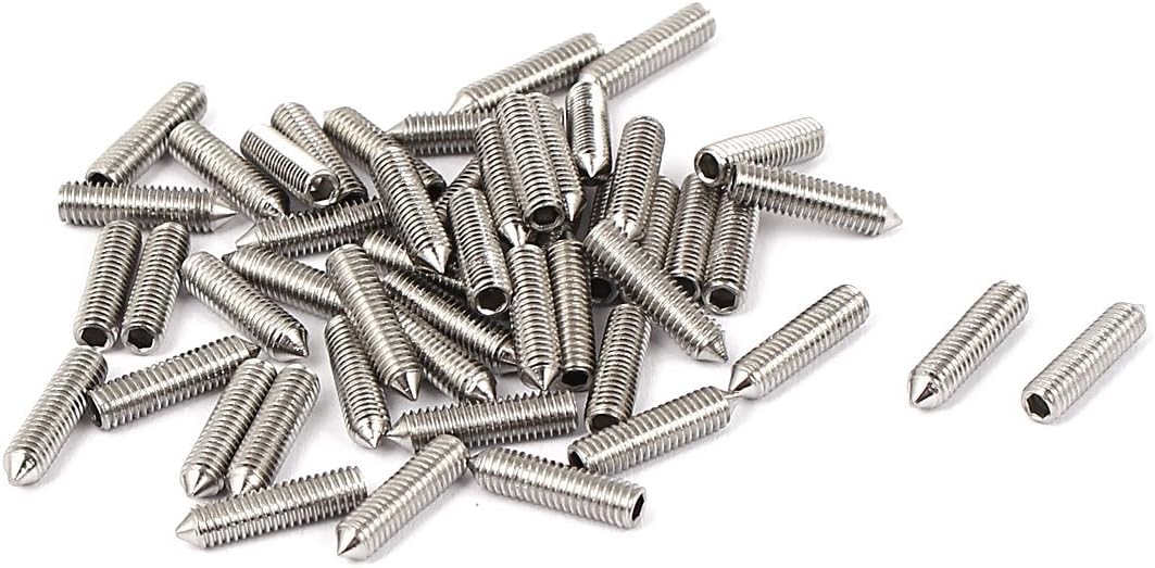M3 x 12mm Cone Point Hex Socket Set Grub Screw Silver Tone 50 Pcs