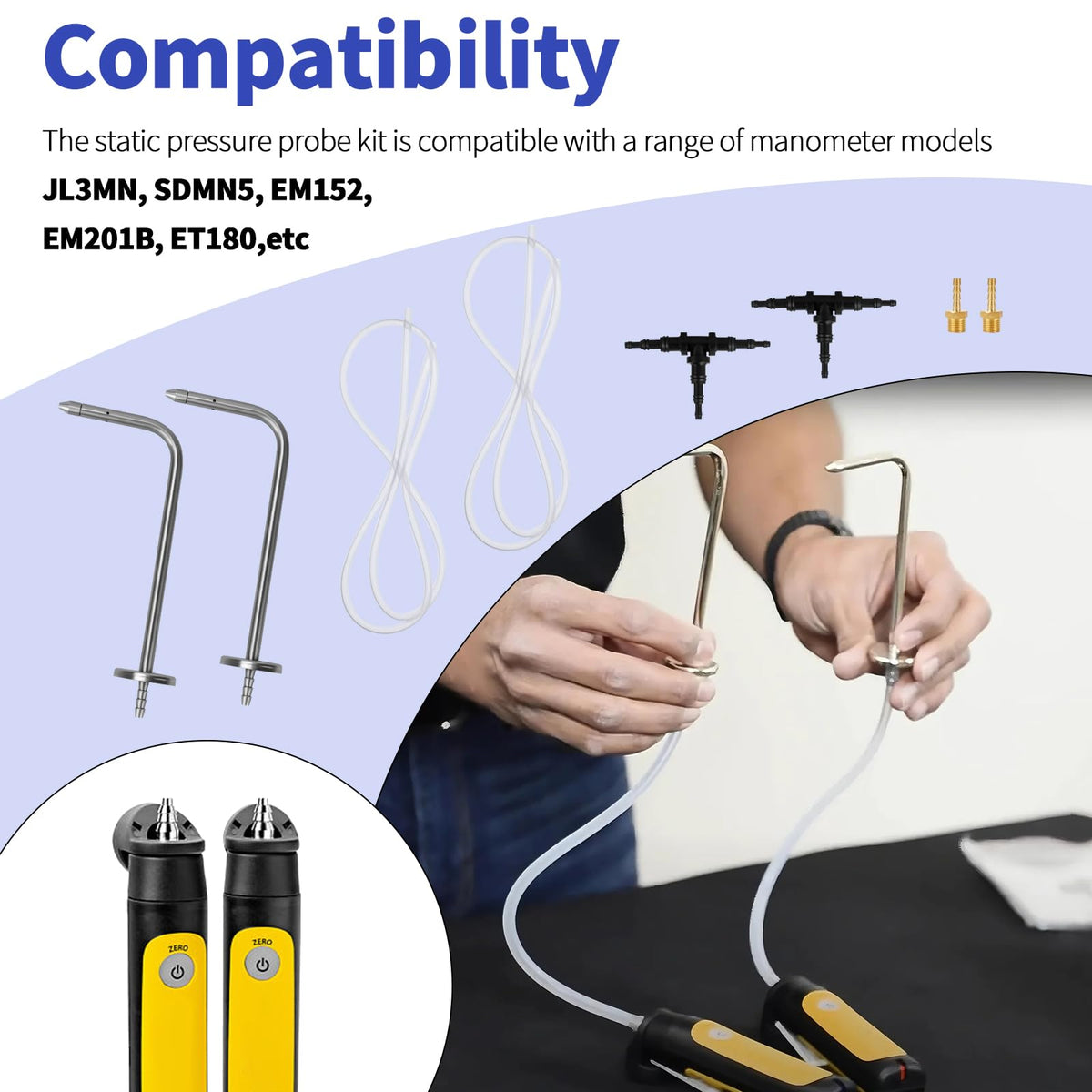 Manometri探头tuki sopii Fieldpiece JL3KM:lle ja Klein Tools ET180:lle