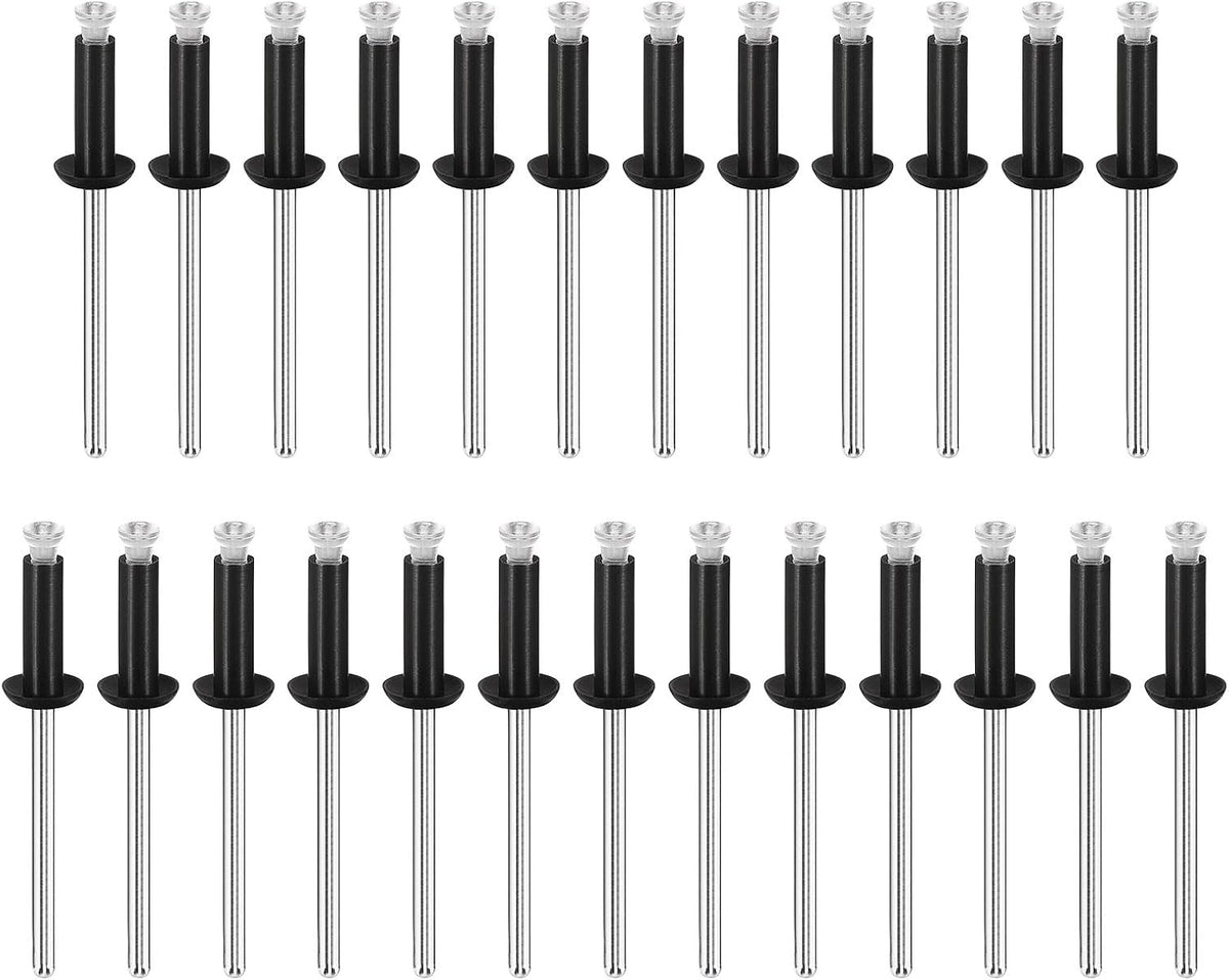 Nylon Blind Rivets, 5/32" x 1/2" (4mm x 12.7mm) Rivet Fastener for PC Board Bumper Trim Panel Retainer, Black 50 Pcs