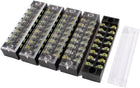 5 Pcs 600V 15A 8 Positions 8P Dual Rows Covered Barrier Screw Terminal Block