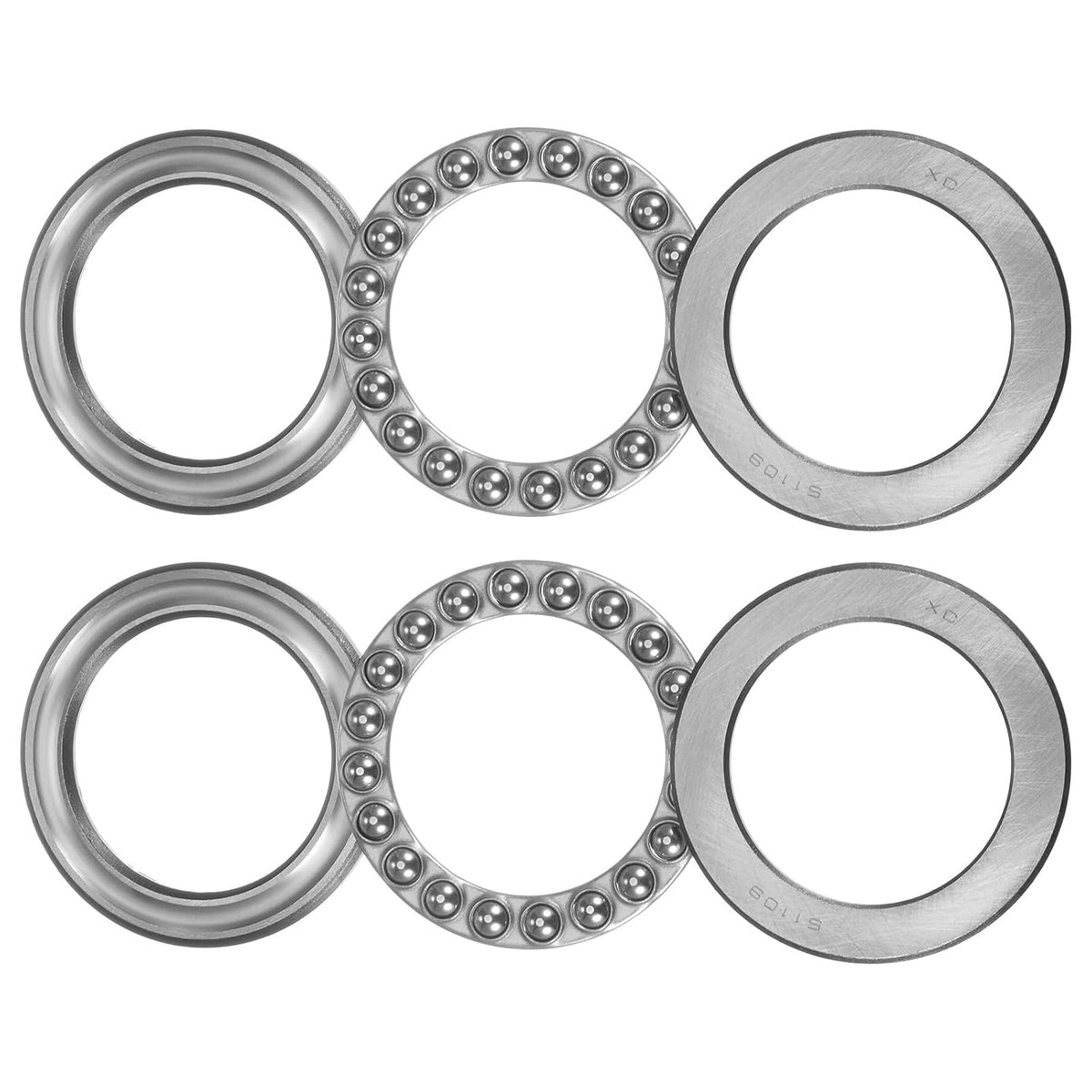 51109 Thrust Ball Bearing 45mm x 65mm x 14mm High Carbon Steel with Washers ABEC1 2pcs