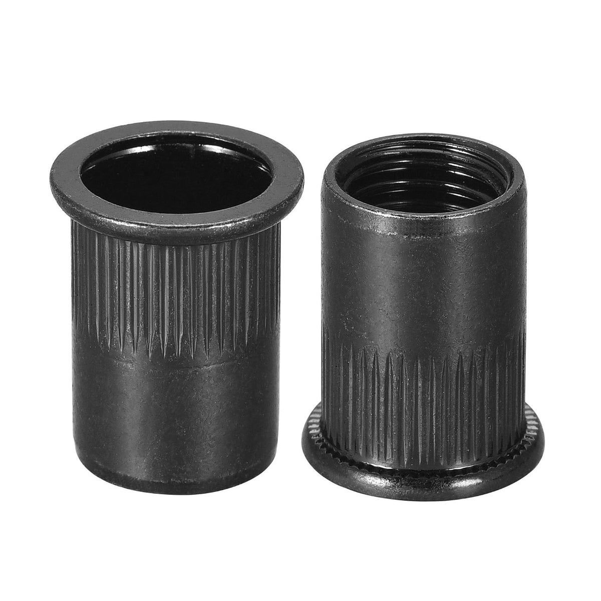 M12 Rivet Nuts Carbon Steel Zinc-Plated Knurled Flat Head Threaded Insert Nut Black 30Pcs