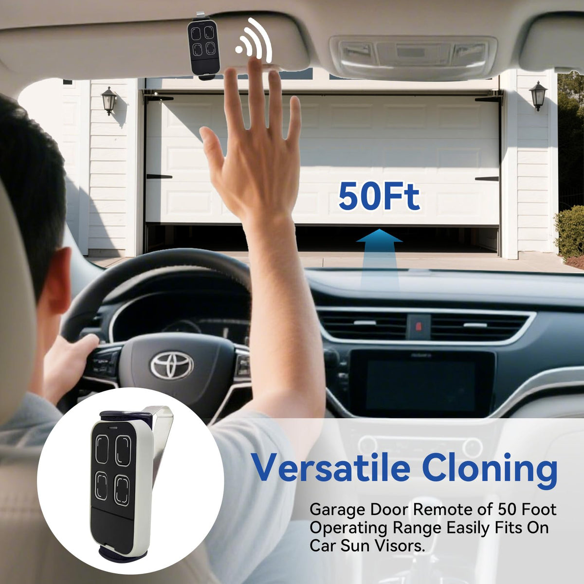 Universal Garage Door Remote Universal Gate Remote Control Cloning Homelink Programmable Learning 4-Button Multi Frequency 280MHZ-868MHZ (Grey)