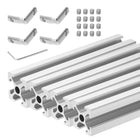 4 Pcs T Slot 2020 Aluminum Extrusion Profile European Standard 100mm x 20mm Linear Rail Extrusion Frame for 3D Printer, CNC, DIY (Silver Tone)