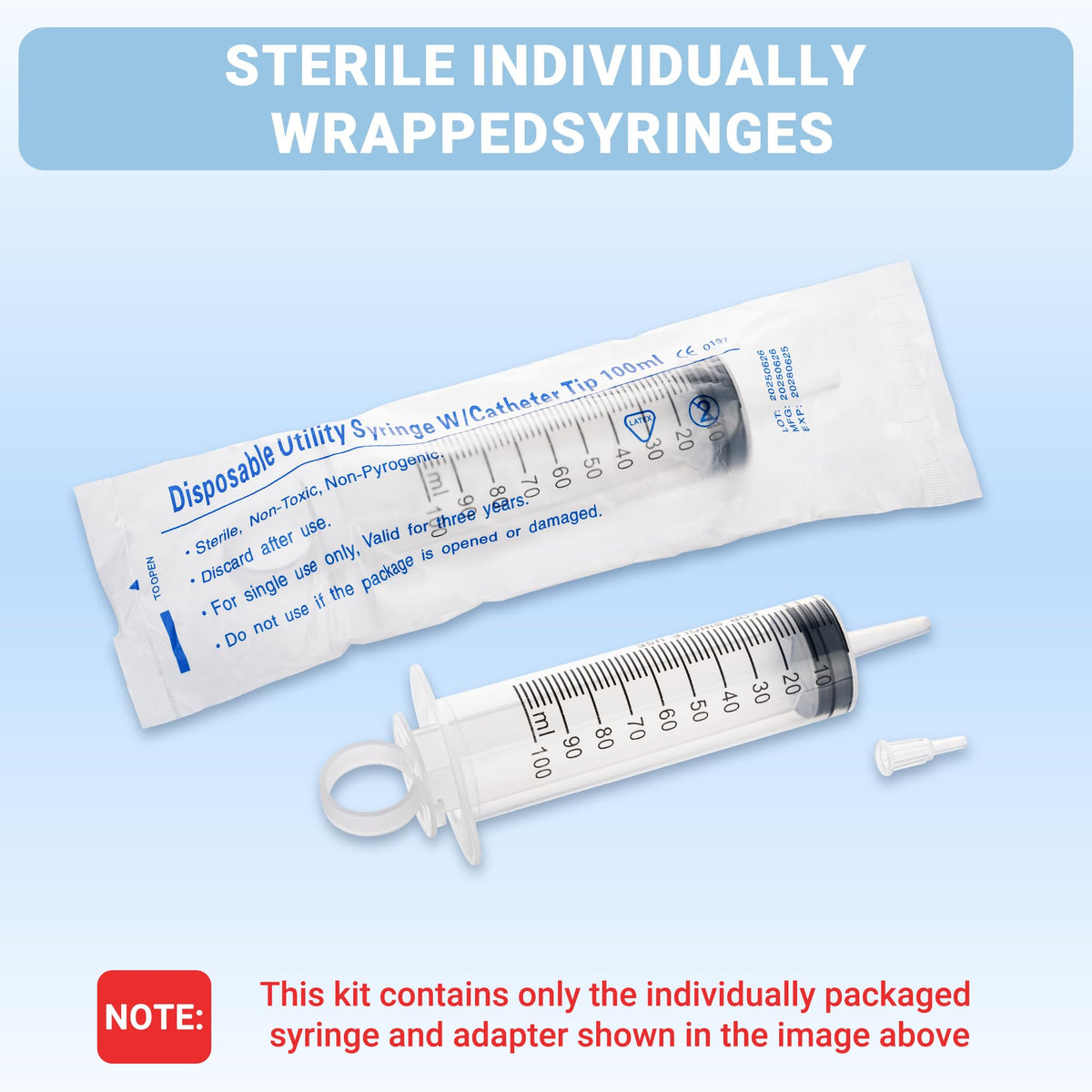 100ml Large Syringe, 5 Pack Plastic Syringes for Liquid with Tip Adapter