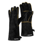 LinkMejor MIG Welding Gloves for Men, Fireproof Leather and Stitching Black