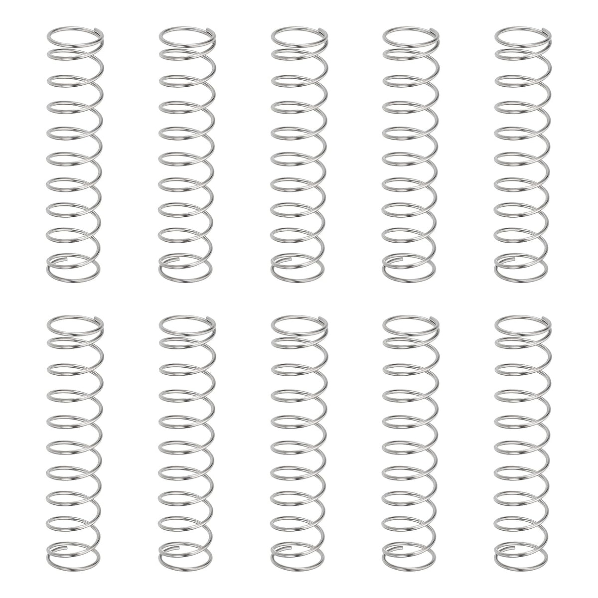 10Pcs Compression Springs, 0.8mm Wire Diameter x 11mm OD x 50mm Length 304 Stainless Steel Extension Spring Ballpoint Pen Pressure Springs for Shop Home Repairs, Silver