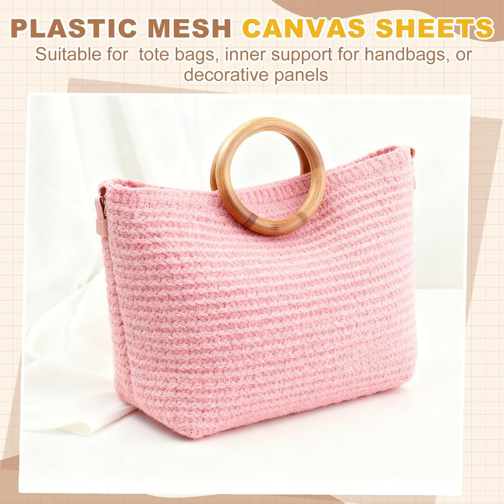 8Pcs Plastic Mesh Canvas Sheet, 10.3 x 7.3 Inch Plastic Mesh Sheet for Crochet Purse Making, Blank Canvas for Embroidery, Crafting, DIY Project, White