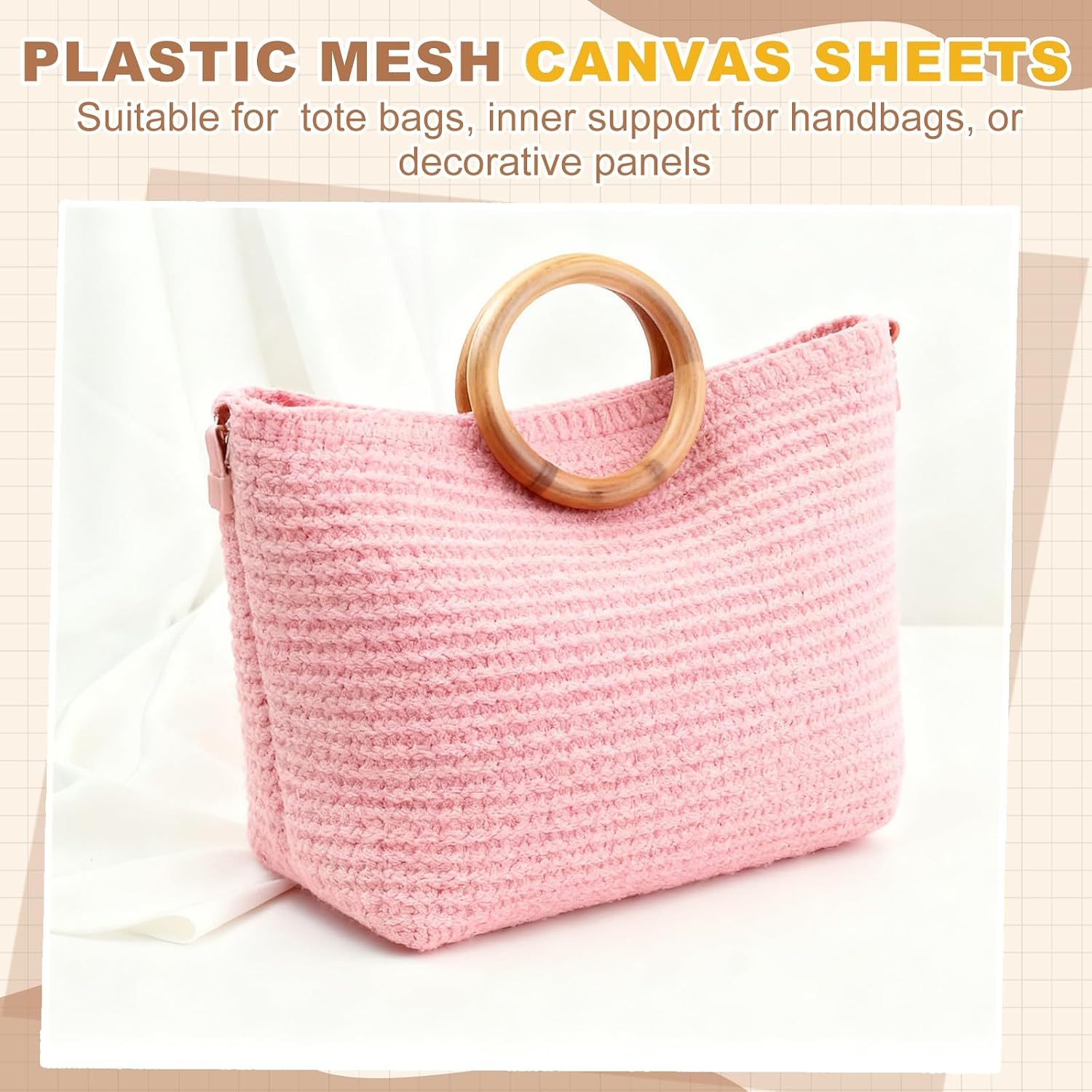 8Pcs Plastic Mesh Canvas Sheet, 10.3 x 7.3 Inch Plastic Mesh Sheet for Crochet Purse Making, Blank Canvas for Embroidery, Crafting, DIY Project, White