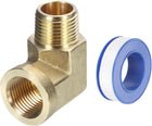 Brass Pipe Fitting 3/8 Inch NPT Male x 3/8 Inch NPT Female, 90 Degree Barstock Street Elbow Forged Brass Hose Fitting Adapter for Gas, Air, Oil, Propane